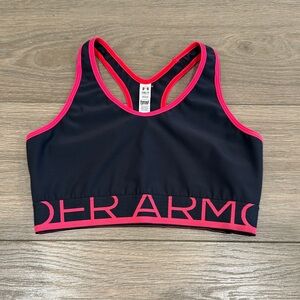 UNDER ARMOUR Gray Pink Compression‎ HeatGear Racerback Sports Bra Size Small